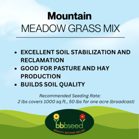 Label on bag of Mountain Meadow grass mix