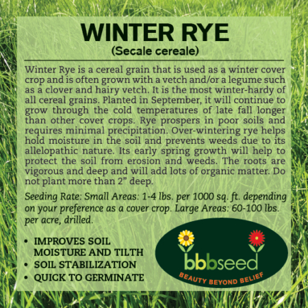 Label on a bag of Winter Rye seeds.