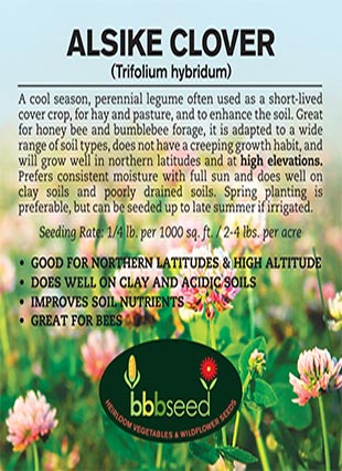 Label from the Alsike Clover package.