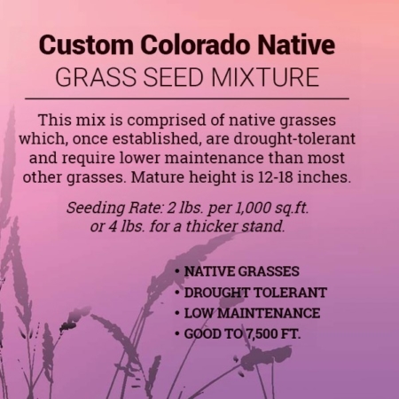 The label on a bag of Colorado Native Grass seed mix.