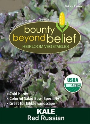 Organic Red Russian Kale seed package.