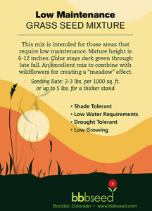 Label from the Low Mantenance Grass Seed Mix