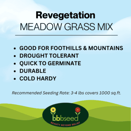 Label on a bag of Revegetation Grass Mix