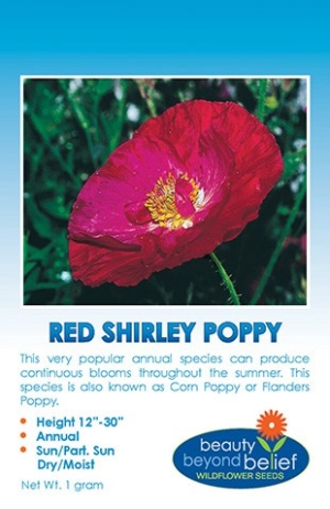 Package of Red Shirley Poppy seeds.