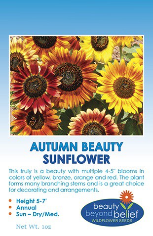 Autumn Beauty sunflower seed packet.