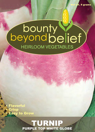 Purple top turnip seed package.