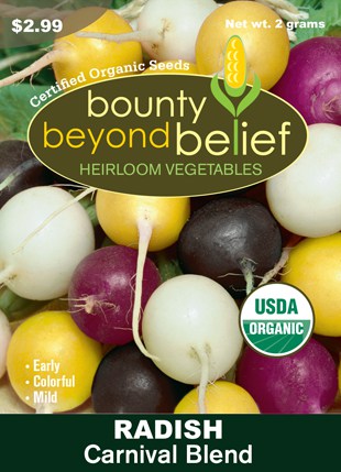 Carnival Radish Blend Certified Organic Heirloom Vegetable Seeds