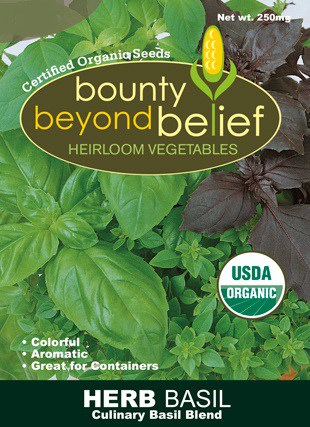 Culinary Basil Blend seed package.