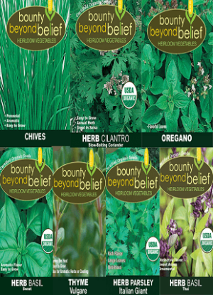 Vegetable seed packets in the Herb Garden Collection.
