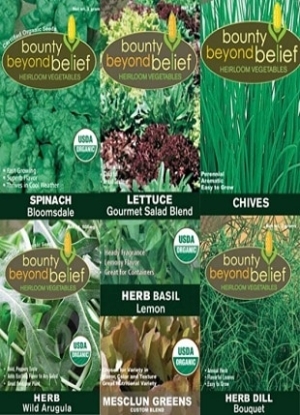 Vegetable seed packets in our Fresh Herbs Salad Mix.