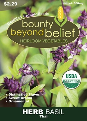 Thai Basil Certified Organic Heirloom Vegetable Seed Packet