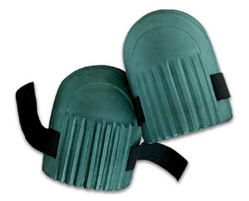Photo of green strap-on gardeners knee pads.