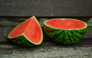 Picture of a just-cut red watermelon