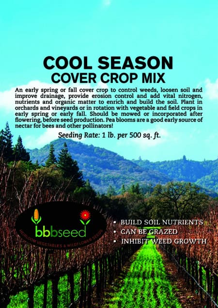 The label on a package of Cool Season Cover Crop seed.