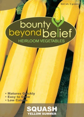 Yellow Summer squash seed package.