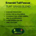 Label for emerald tall fescue turf grass mix