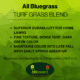 Label for all bluegrass turf grass mix