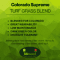 Label for Colorado supreme turf grass mix.