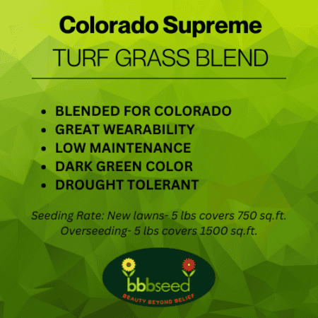 Label for Colorado supreme turf grass mix.