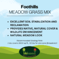 Label on a bag of Foothills Grass seed mix.
