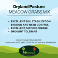 the label on a bag of Dryland Pasture grass seed mix.
